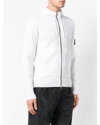 weißer Pullover mit einem Kapuze von Stone Island