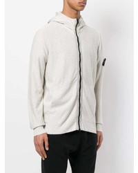 weißer Pullover mit einem Kapuze von Stone Island