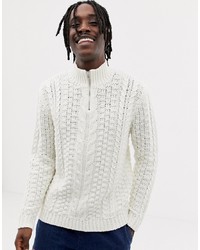 weißer Pullover mit einem Reißverschluss am Kragen von ASOS DESIGN