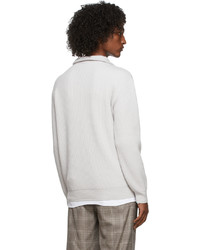weißer Pullover mit einem Reißverschluss am Kragen von Giorgio Armani