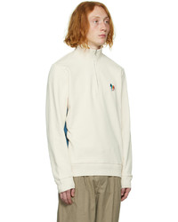 weißer Pullover mit einem Reißverschluss am Kragen von Ps By Paul Smith