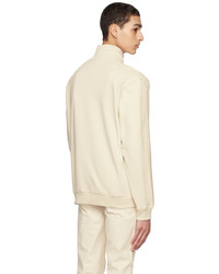 weißer Pullover mit einem Reißverschluss am Kragen von BOSS
