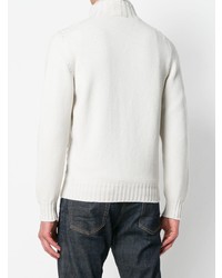 weißer Pullover mit einem Reißverschluß von Doriani Cashmere