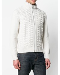 weißer Pullover mit einem Reißverschluß von Doriani Cashmere