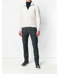 weißer Pullover mit einem Reißverschluß von Doriani Cashmere