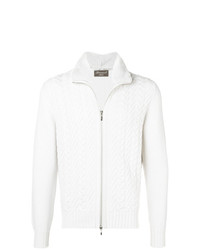 weißer Pullover mit einem Reißverschluß von Doriani Cashmere