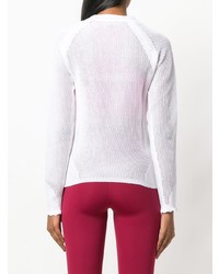 weißer Pullover mit einem Rundhalsausschnitt aus Netzstoff von Pinko