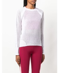 weißer Pullover mit einem Rundhalsausschnitt aus Netzstoff von Pinko