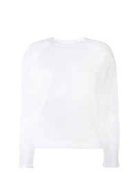 weißer Pullover mit einem Rundhalsausschnitt aus Netzstoff von Pinko