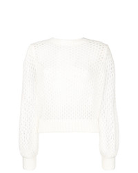 weißer Pullover mit einem Rundhalsausschnitt aus Netzstoff von Zimmermann