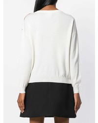 weißer Pullover mit einem Rundhalsausschnitt mit Argyle-Muster von Moschino
