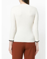 weißer Pullover mit einem Rundhalsausschnitt mit Blumenmuster von Sonia Rykiel