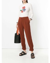 weißer Pullover mit einem Rundhalsausschnitt mit Blumenmuster von Sonia Rykiel