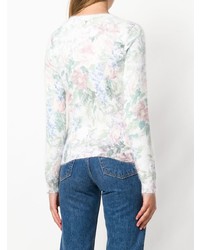 weißer Pullover mit einem Rundhalsausschnitt mit Blumenmuster von Dondup