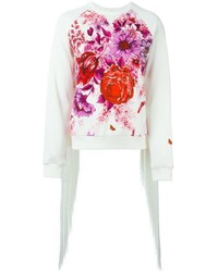 weißer Pullover mit einem Rundhalsausschnitt mit Blumenmuster von Giamba