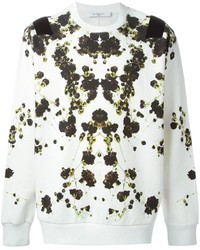 weißer Pullover mit einem Rundhalsausschnitt mit Blumenmuster von Givenchy