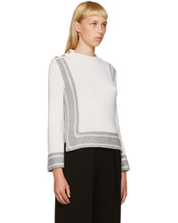 weißer Pullover mit einem Rundhalsausschnitt mit geometrischem Muster von Alexander McQueen