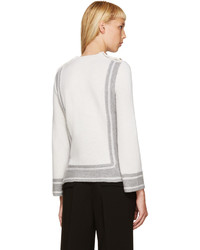 weißer Pullover mit einem Rundhalsausschnitt mit geometrischem Muster von Alexander McQueen