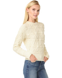 weißer Pullover mit einem Rundhalsausschnitt mit geometrischem Muster von Dsquared2