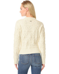 weißer Pullover mit einem Rundhalsausschnitt mit geometrischem Muster von Dsquared2