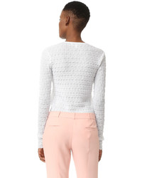 weißer Pullover mit einem Rundhalsausschnitt mit geometrischem Muster von Carven