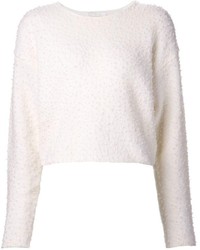 weißer Pullover mit einem Rundhalsausschnitt mit Reliefmuster von Chloé