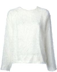 weißer Pullover mit einem Rundhalsausschnitt mit Reliefmuster von MSGM