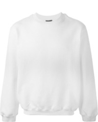 weißer Pullover mit einem Rundhalsausschnitt mit Reliefmuster