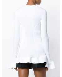 weißer Pullover mit einem Rundhalsausschnitt mit Rüschen von Esteban Cortazar