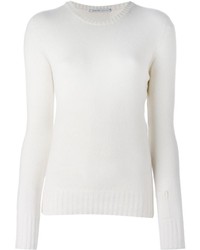 weißer Pullover mit einem Rundhalsausschnitt von Agnona