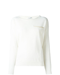weißer Pullover mit einem Rundhalsausschnitt von Agnona