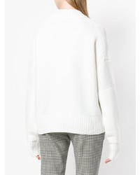 weißer Pullover mit einem Rundhalsausschnitt von Jil Sander Navy