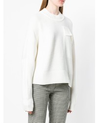 weißer Pullover mit einem Rundhalsausschnitt von Jil Sander Navy