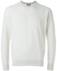 weißer Pullover mit einem Rundhalsausschnitt von Barba