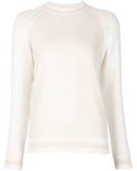 weißer Pullover mit einem Rundhalsausschnitt von Brunello Cucinelli