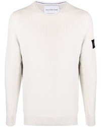 weißer Pullover mit einem Rundhalsausschnitt von Calvin Klein Jeans
