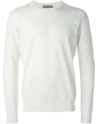 weißer Pullover mit einem Rundhalsausschnitt von Canali
