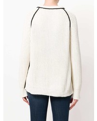 weißer Pullover mit einem Rundhalsausschnitt von Nude