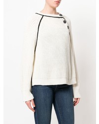 weißer Pullover mit einem Rundhalsausschnitt von Nude