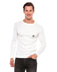 weißer Pullover mit einem Rundhalsausschnitt von Cipo & Baxx