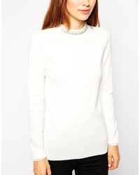 weißer Pullover mit einem Rundhalsausschnitt von Asos