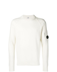 weißer Pullover mit einem Rundhalsausschnitt von CP Company
