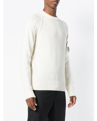 weißer Pullover mit einem Rundhalsausschnitt von CP Company