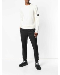 weißer Pullover mit einem Rundhalsausschnitt von CP Company