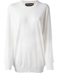 weißer Pullover mit einem Rundhalsausschnitt von Dolce & Gabbana