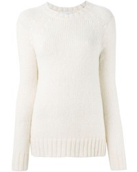 weißer Pullover mit einem Rundhalsausschnitt von Dondup