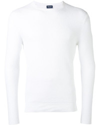 weißer Pullover mit einem Rundhalsausschnitt von Drumohr