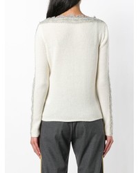 weißer Pullover mit einem Rundhalsausschnitt von Ermanno Scervino