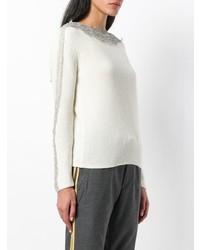 weißer Pullover mit einem Rundhalsausschnitt von Ermanno Scervino