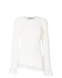 weißer Pullover mit einem Rundhalsausschnitt von Ermanno Scervino